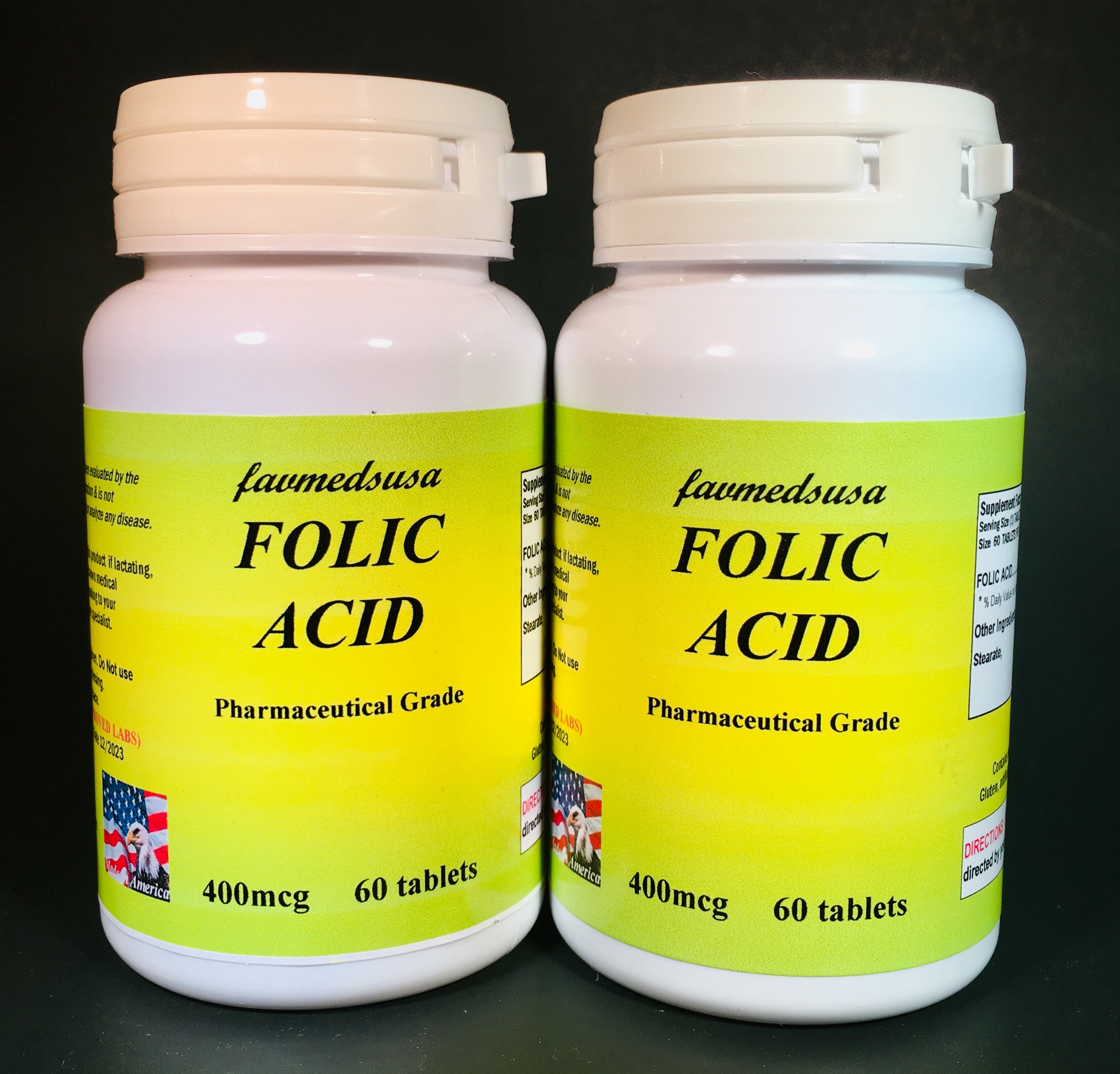 Folic Acid, High Quality blood anemia, cell growth 60 Tablets